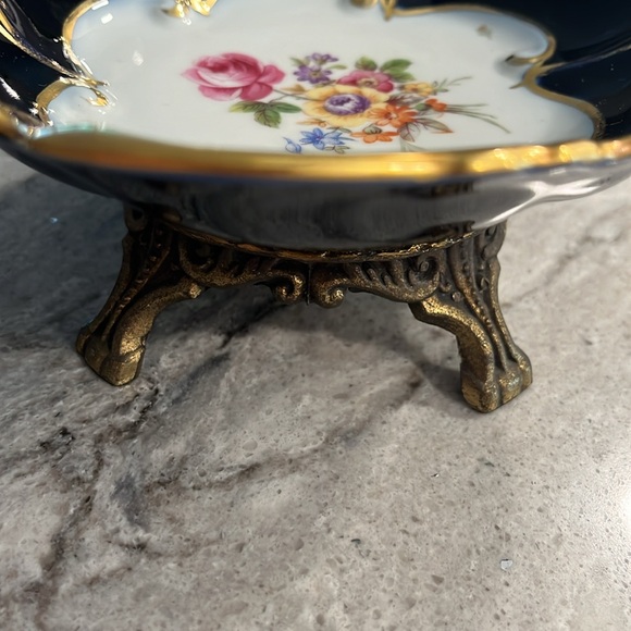 Vintage Echt Kobalt candy, nut,footed dish with trinket dish for jewelry AS SET - Picture 8 of 10